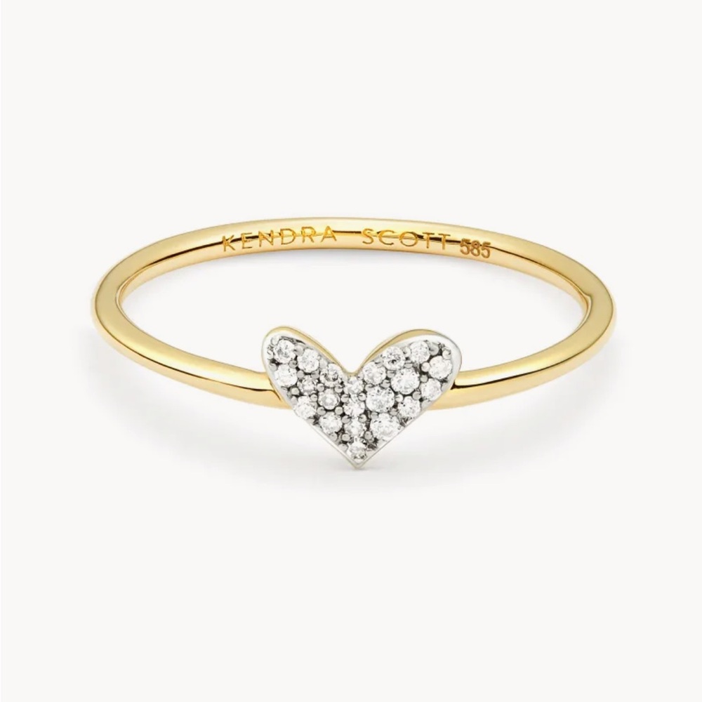 Kendra Scott Heart 14k Yellow Gold Band Ring in White Diamond